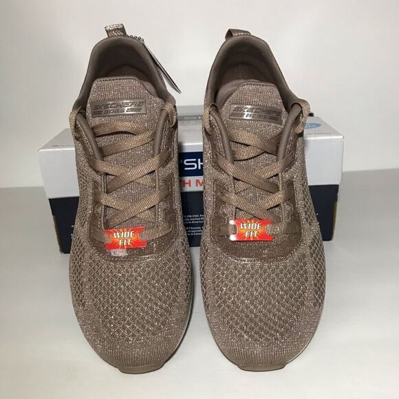 Skechers BOBS Squad Glitz Sparkle Knit Lace-Up Sneakers - Picture 6 of 9